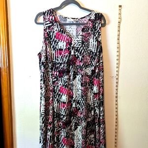Dress, Kim Rogers - curvy, Black, fuchsia and white, 3 quarter length, 1x
